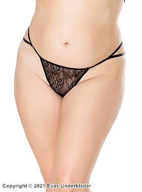 Romantisk G-streng, blomsterblonder, dobbelstropper, plus size